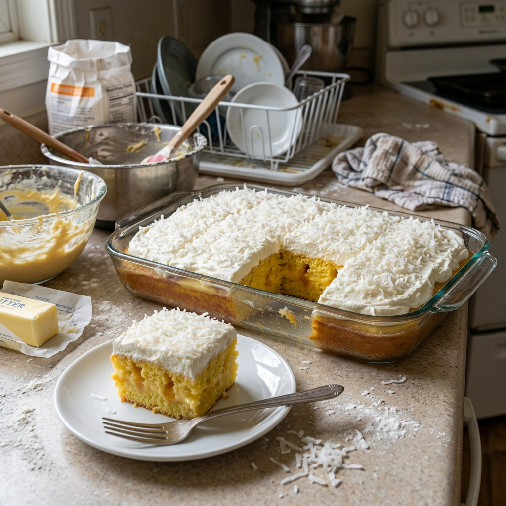 Easy Peach & Cream Poke Cake (Budget-Friendly!)